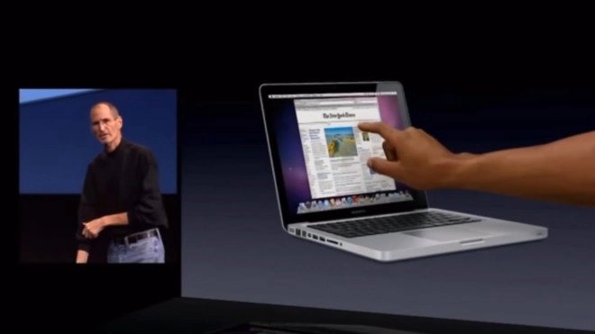 MacBook Pro with touchscreen demonstrated by Steve Jobs