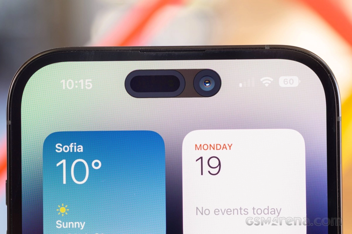 iPhone Dynamic Island with camera and sensors.