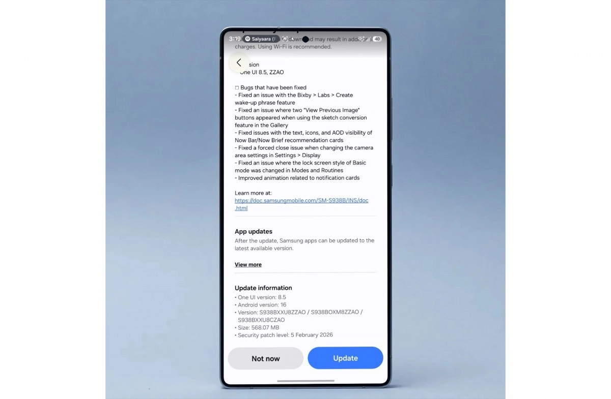 One UI 8.5 beta sixth update details on phone