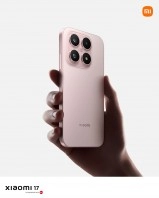 Xiaomi 17 phone in hand, pink.
