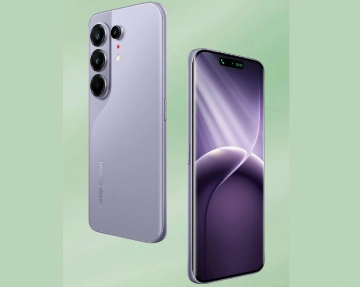 Tecno Camon 50 Ultra purple smartphone.