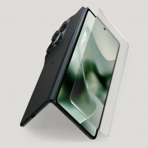 Motorola Razr Fold display with screen protector being applied.