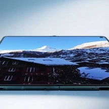 Motorola Razr Fold unfolded screen snowy mountain scene