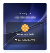NordVPN flags likely telemarketer scam call on Android.