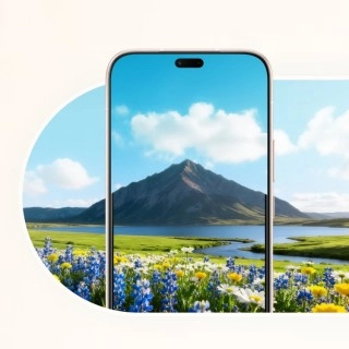 Honor 600 Lite phone displaying scenic mountain landscape.
