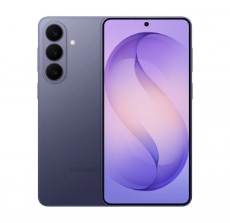 Purple Samsung Galaxy S26 smartphone, front and back.