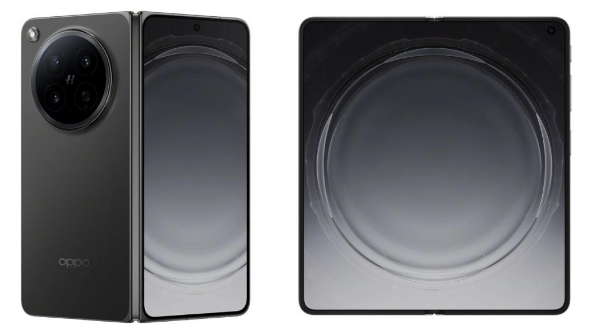 Oppo Find N6 foldable phone in black.