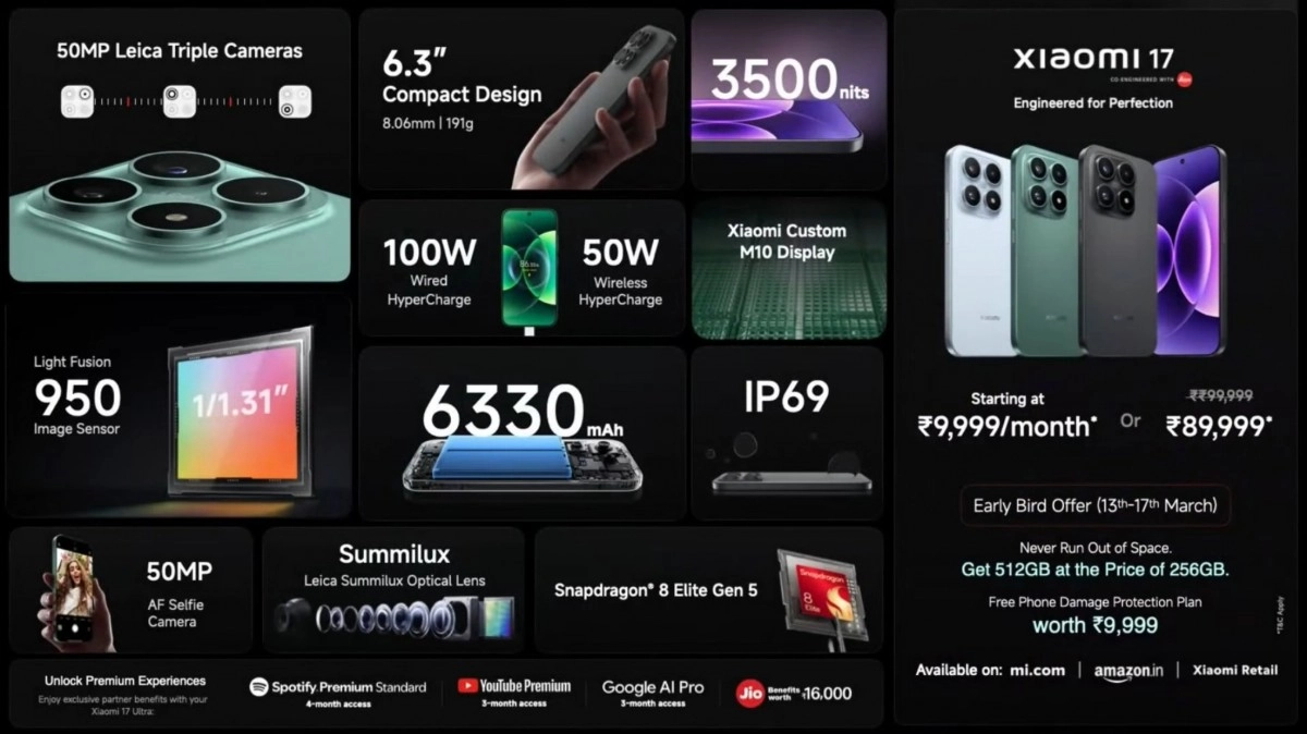 Xiaomi 17 and 17 Ultra phone specs and pricing.