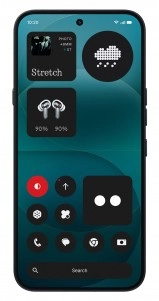 Nothing Phone (4a) wallpaper with widgets and app icons.