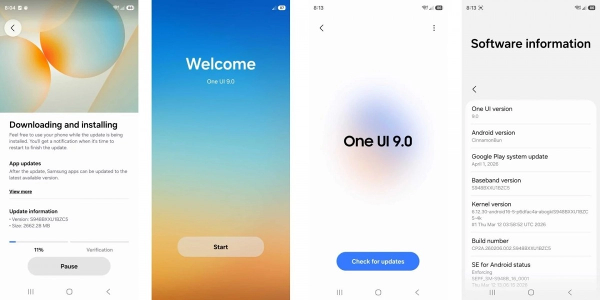 One UI 9.0 screenshots for Galaxy S26 Ultra leak.