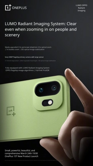 OnePlus 15T cameras with LUMO Radiant Imaging System.