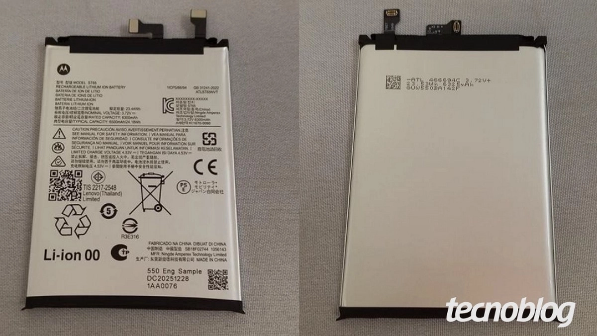 Motorola Edge 70 phone 6500mAh battery certification.