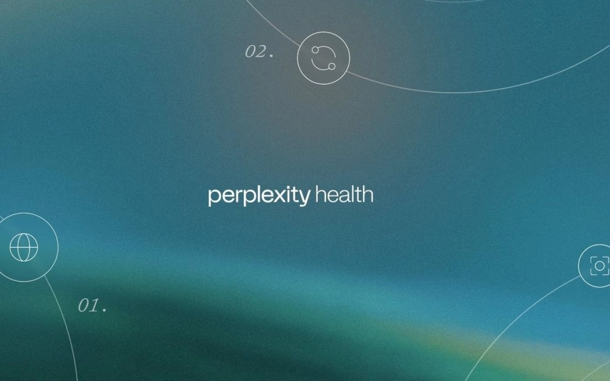 Perplexity Health logo on blue gradient background.