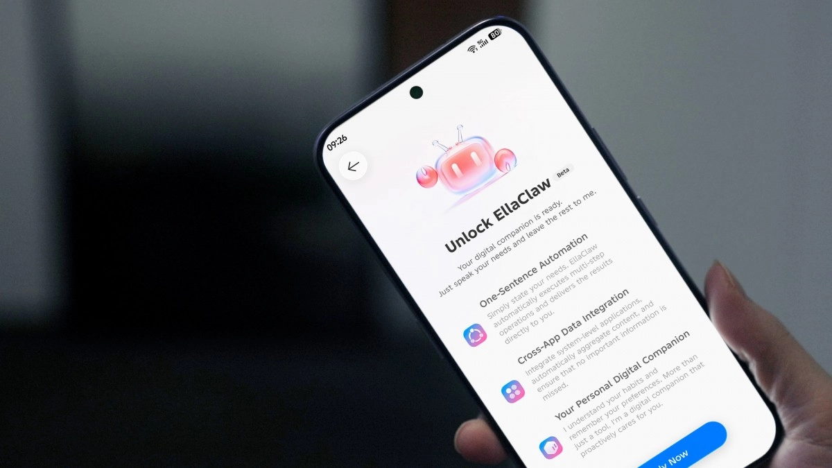 Tecno EllaClaw app interface on a smartphone.