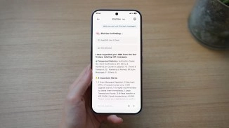 Tecno phone displaying automated message and task summary.