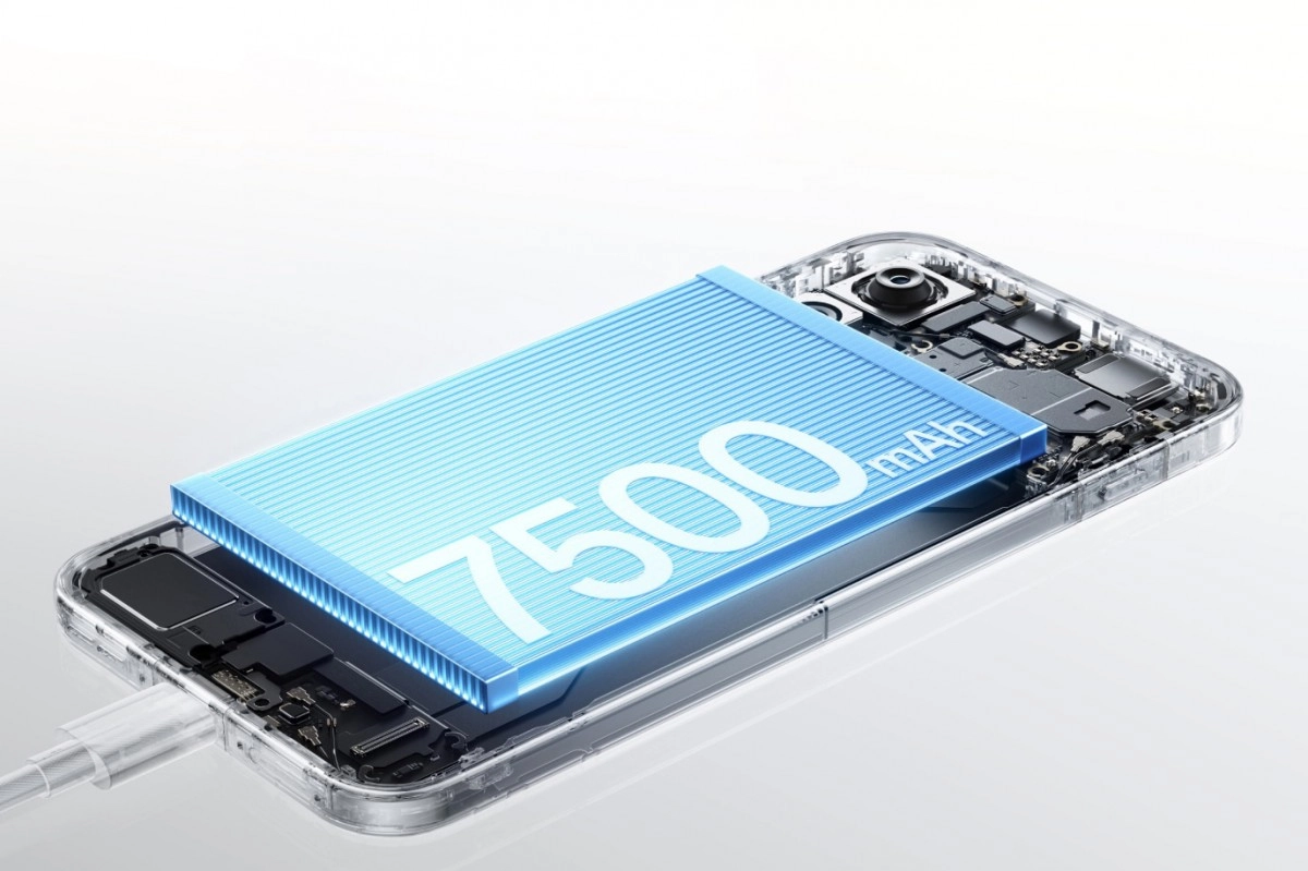 OnePlus 15T 7500mAh Si-C battery detailed view.