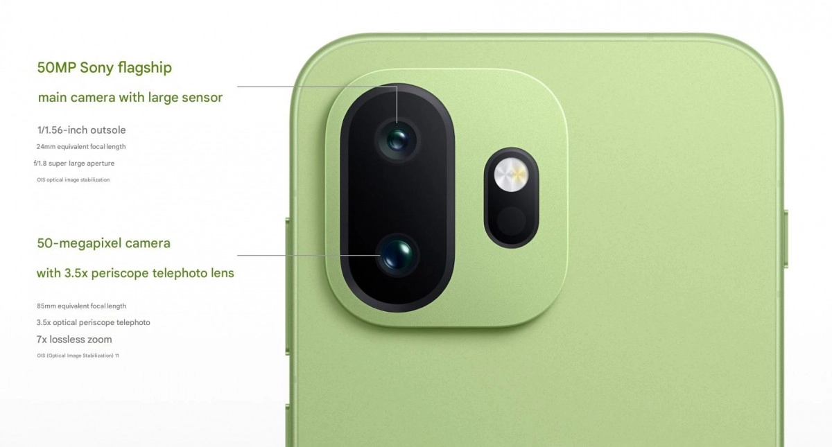 OnePlus 15T 50MP main and 3.5x periscope cameras