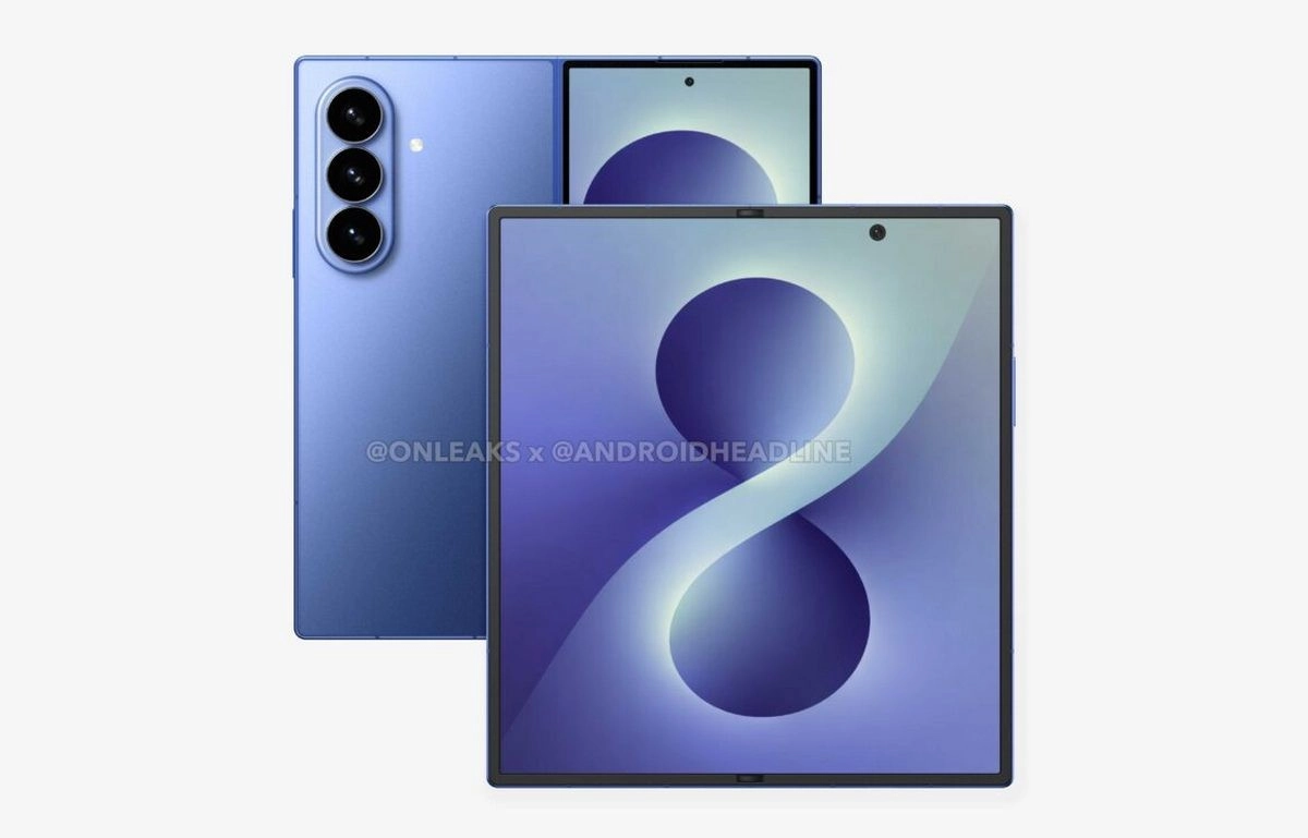 Blue Samsung Galaxy Z Fold8 CAD renders leaked.