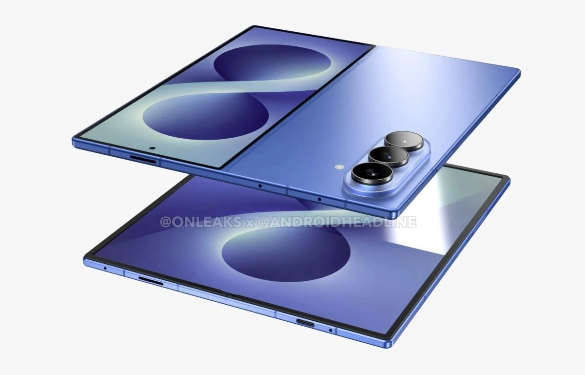 Samsung Galaxy Z Fold8 blue leaked CAD renders.