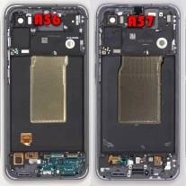 Samsung Galaxy A57 and A56 disassembled internals comparison.