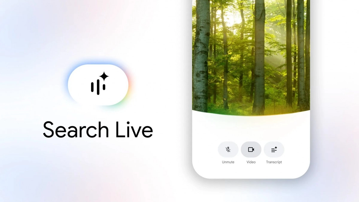 Google Search Live AI mode forest background