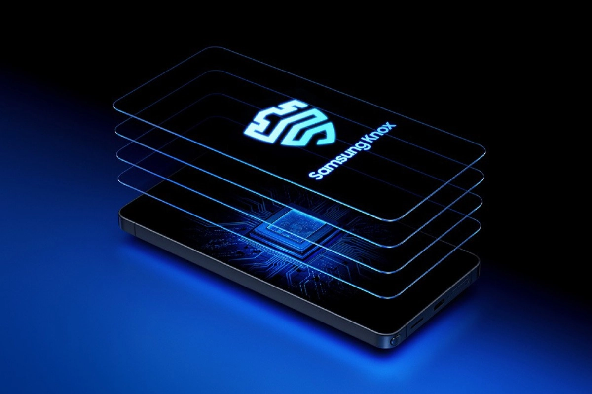 Samsung Knox security chip and logo on phone.