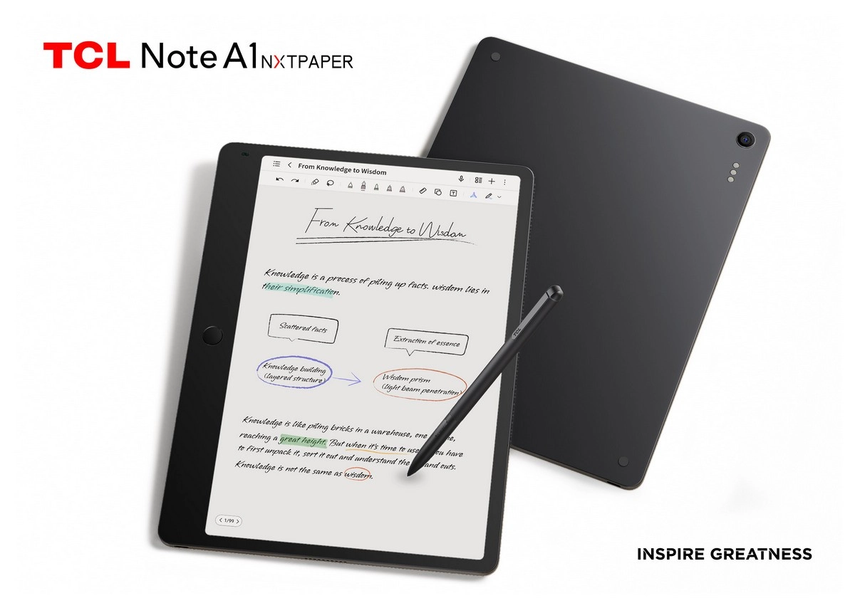 TCL Note A1 NxtPaper digital notepad with stylus.