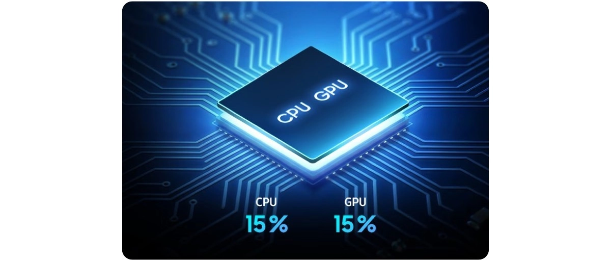 CPU GPU circuit board 15% usage