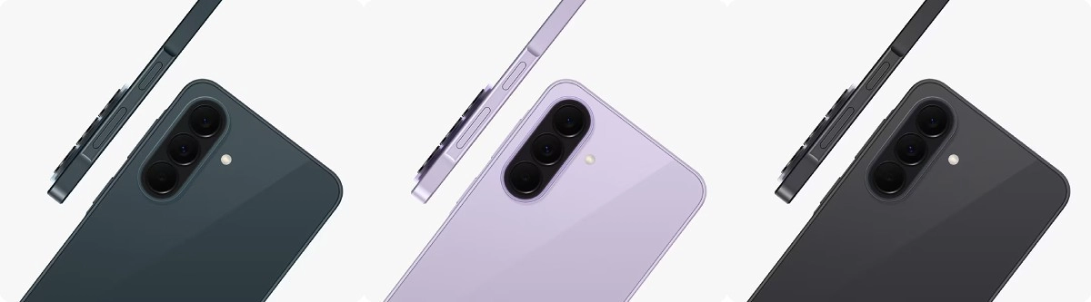 Samsung Galaxy A57, A37 phones in three colors.