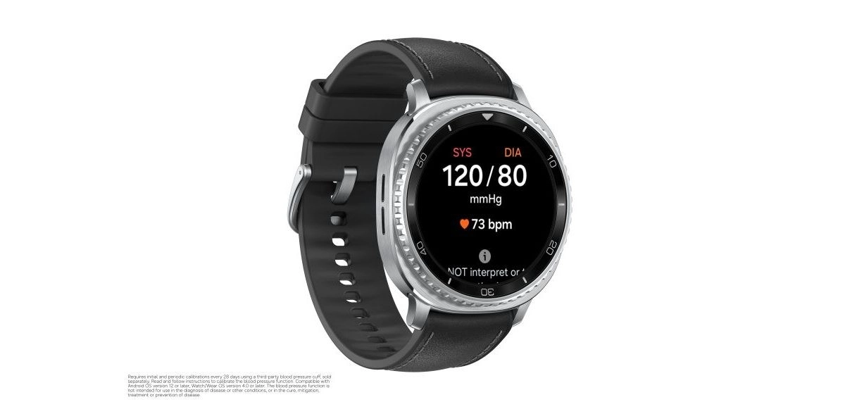 Samsung Galaxy Watch displaying blood pressure 120/80.