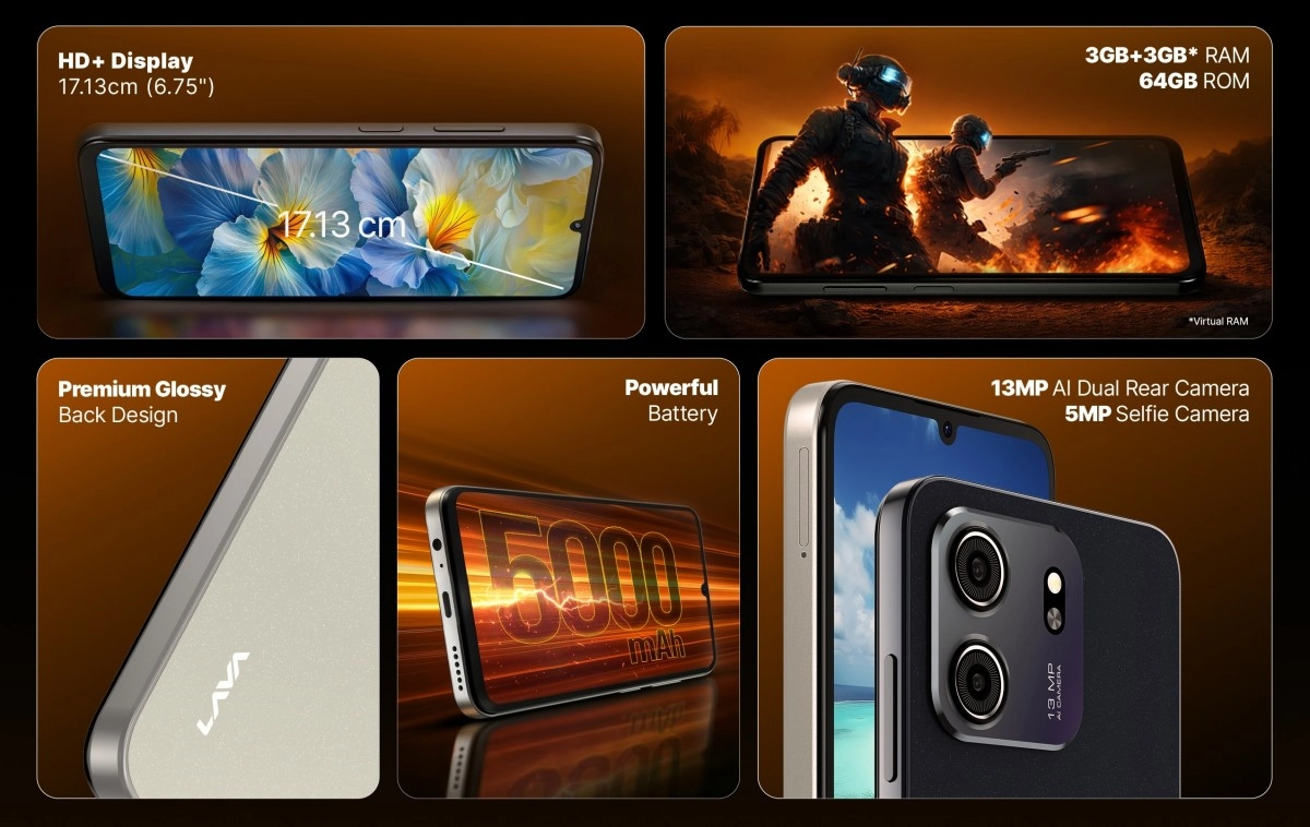 Lava Bold N2 Lite 6.75-inch display, 5000mAh battery, camera.