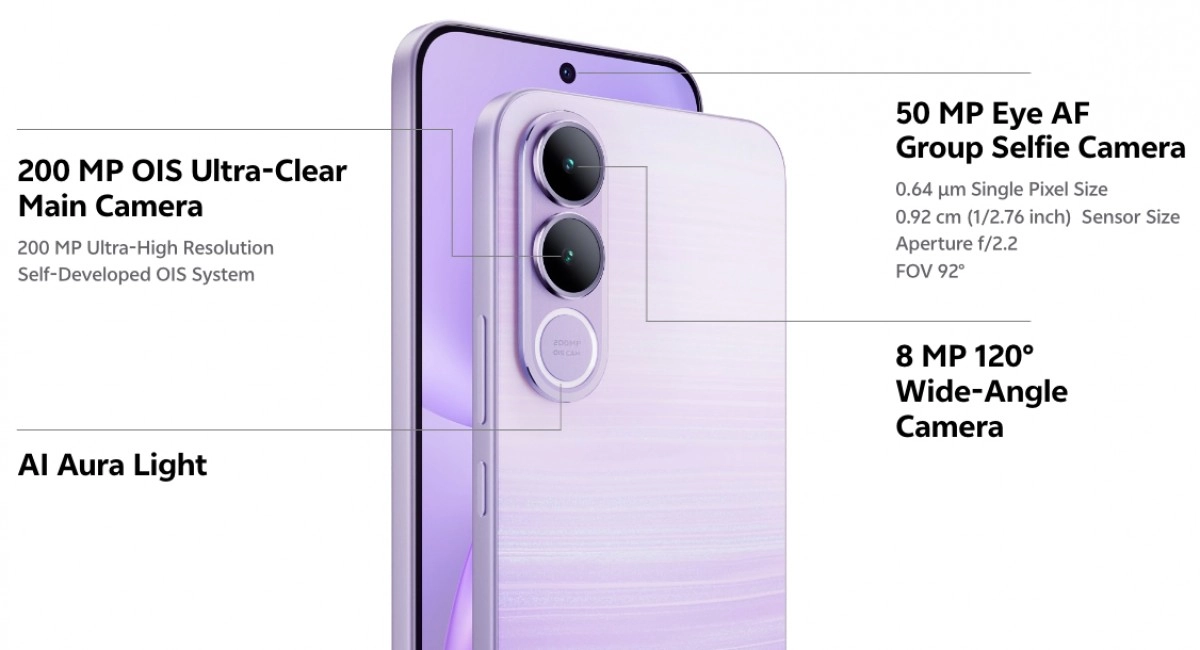 Vivo V70 FE rear camera features and specs.