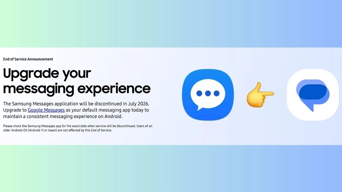 Samsung Messages discontinuation, upgrade to Google Messages.
