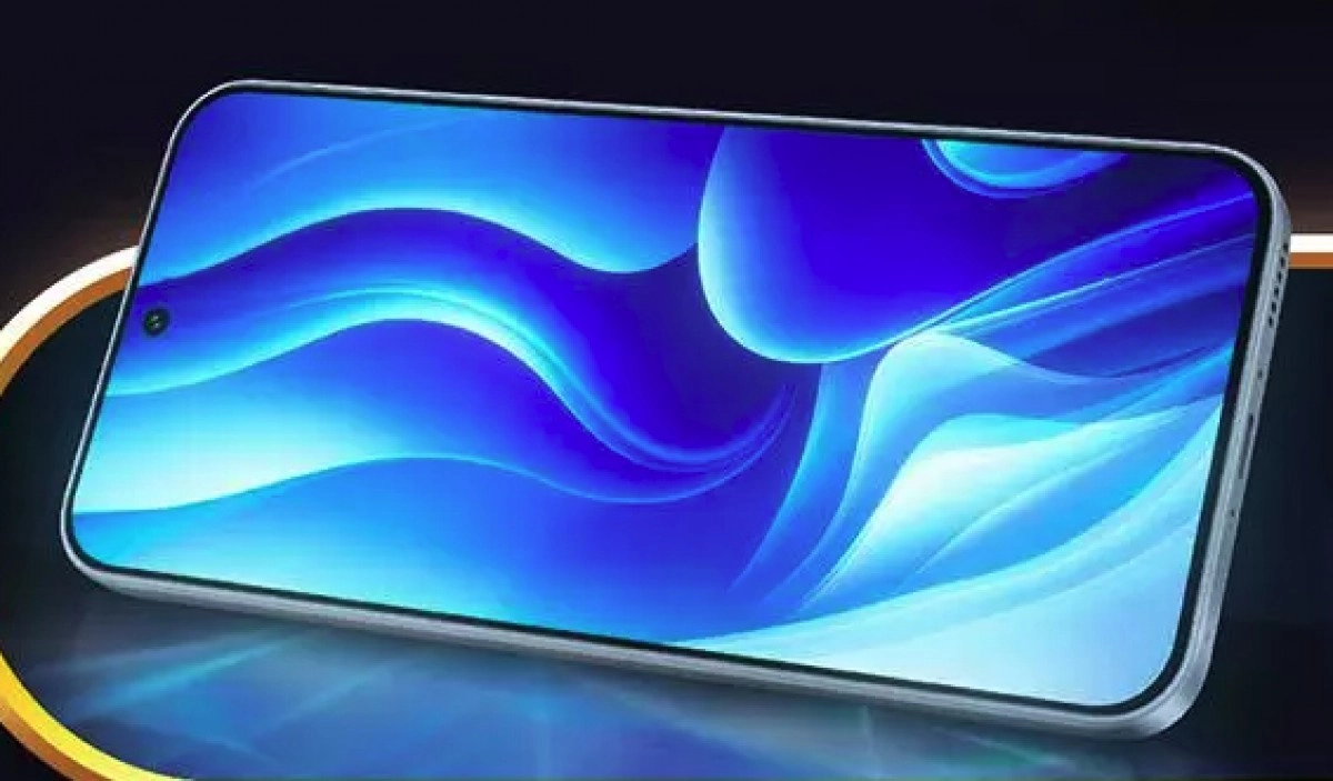 vivo T5 Pro smartphone with blue abstract wallpaper.