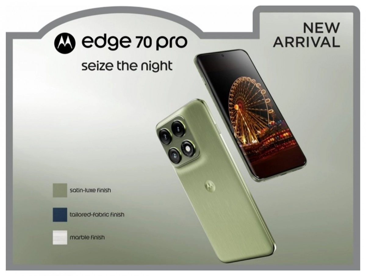 Motorola Edge 70 Pro with multiple finish options.