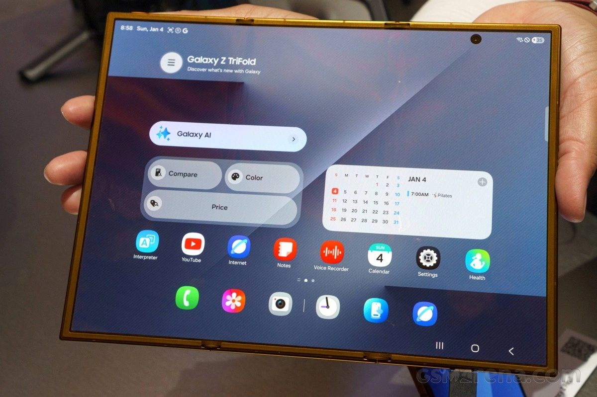 Samsung Galaxy Z TriFold displayed with calendar widget.
