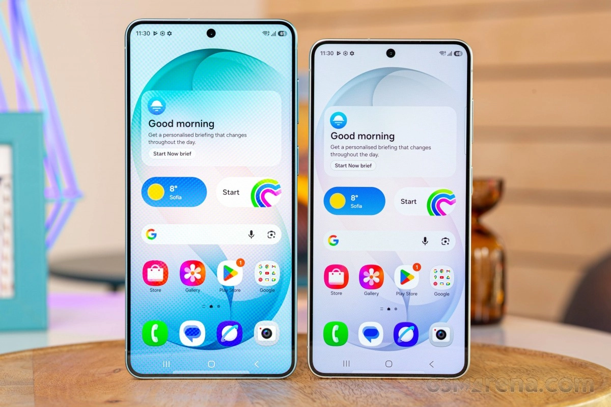Two Samsung Galaxy S26 phones side-by-side.