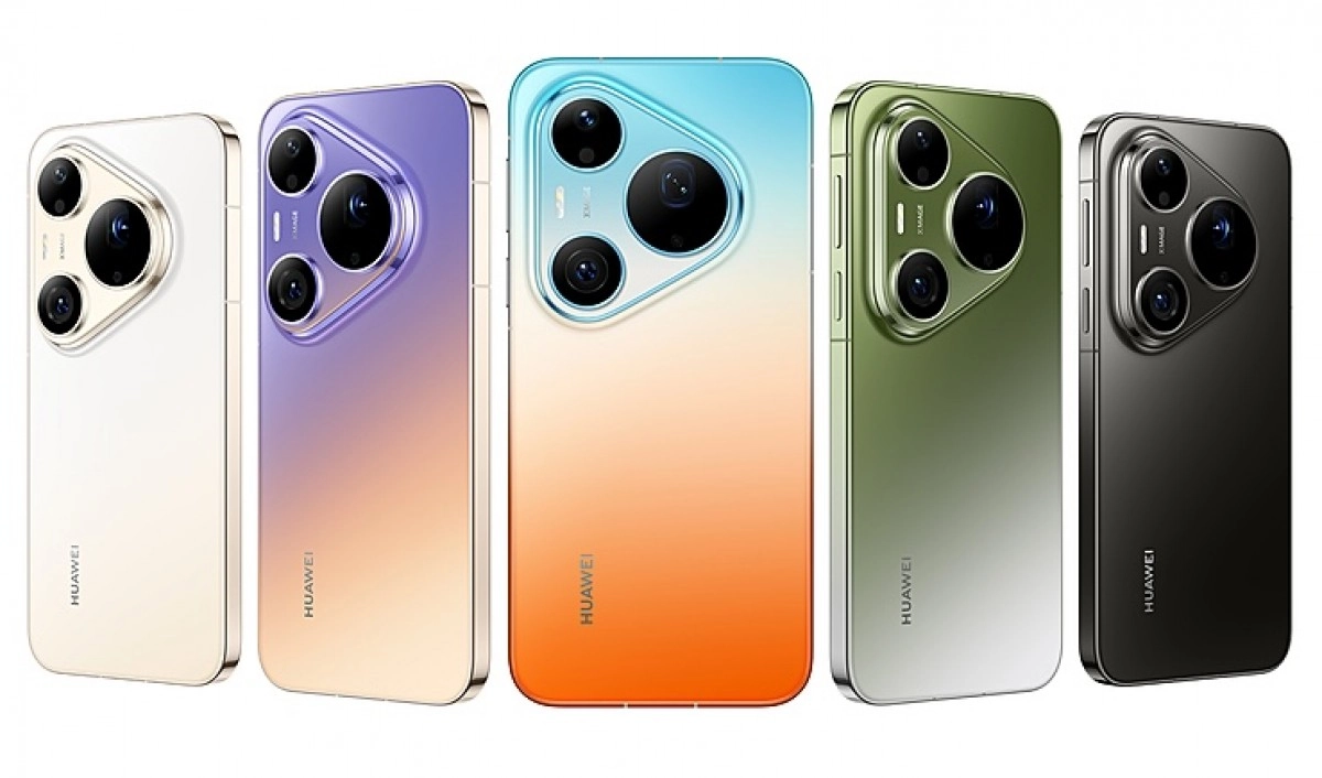 Huawei Pura 90 Pro series phones in five colors.