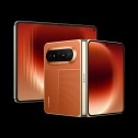 Huawei Pura X Max folded and unfolded, orange color.