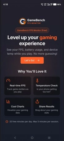 GameBench FPS Monitor app features and benefits.