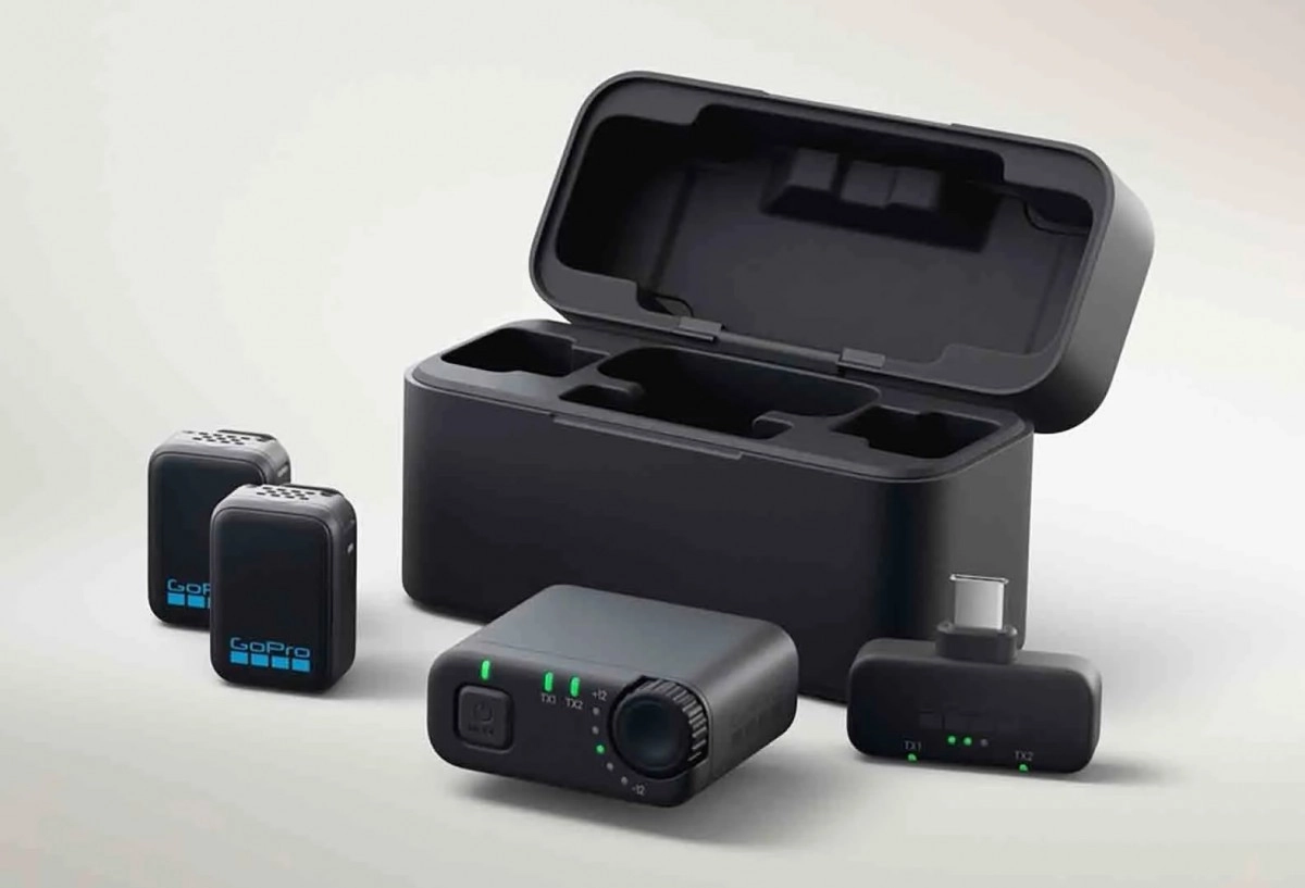 GoPro Mission accessories and charging case.