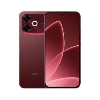 Red Oppo F33 smartphone showing front and rear.