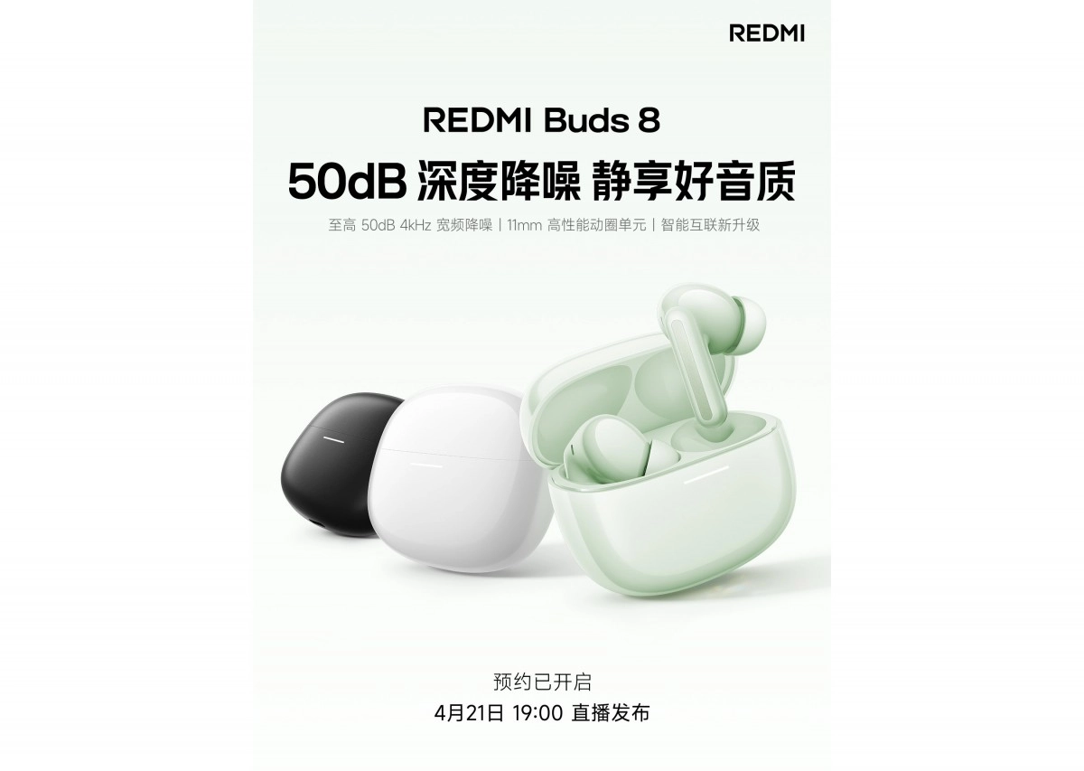 Redmi Buds 8 with 50dB active noise cancellation.