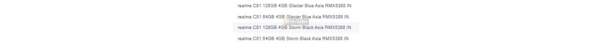 Realme C81 memory, storage, and color options leaked.