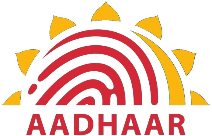 Aadhaar logo with text.