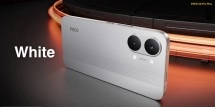 White Poco X8 Pro smartphone with dual cameras.