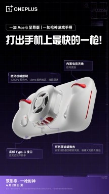 OnePlus Ace 6 Ultra gaming controller with phone attachment.