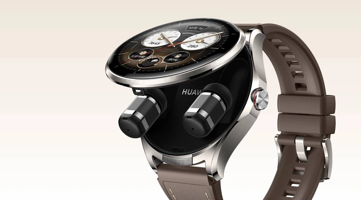 Huawei Watch Buds 2 with earbuds inside.