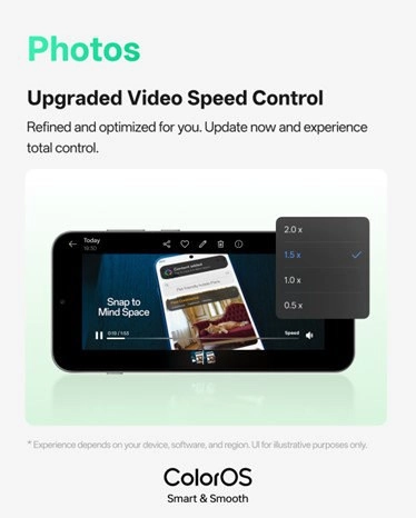 Oppo ColorOS upgraded video speed control