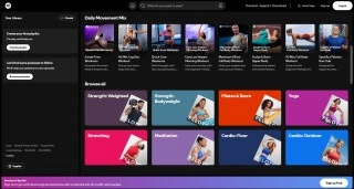 Spotify Fitness Hub with workout videos and Peloton partnership.